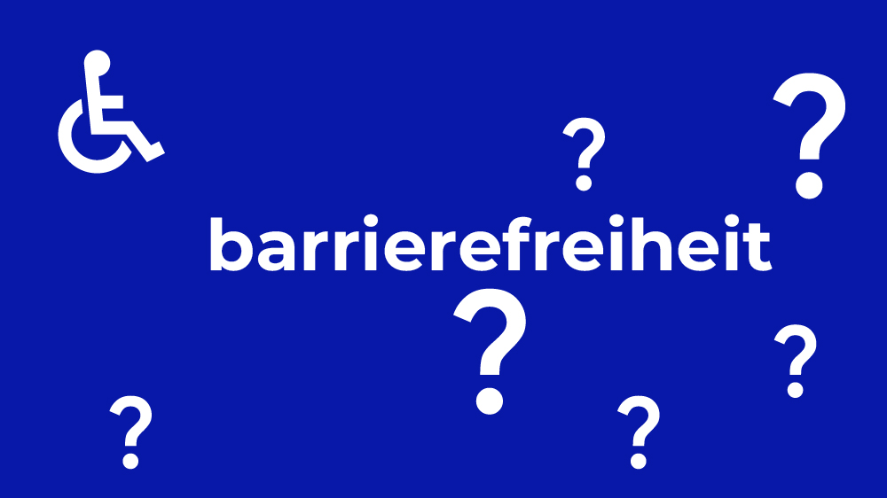 grafik mit rollstuhl und fragenzeichen warum barrierefreiheit wichtig ist.